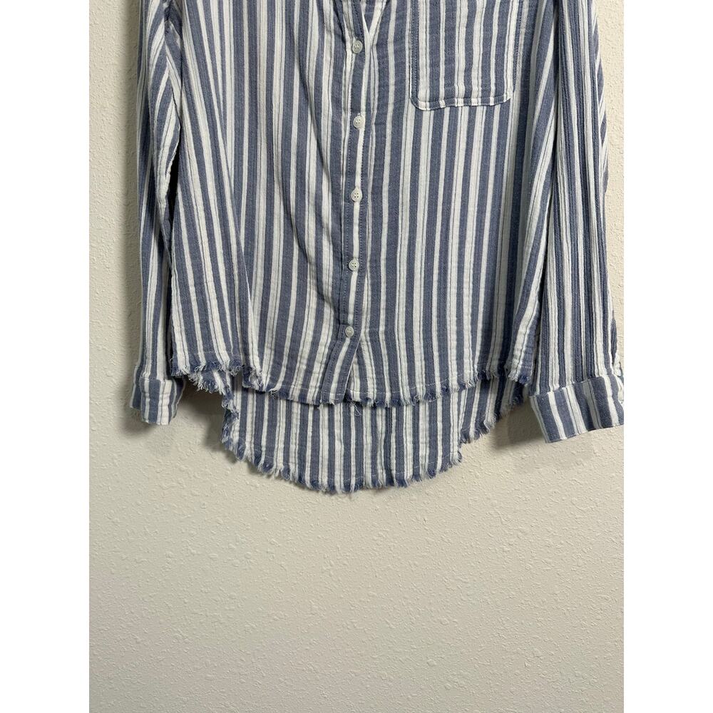 C&C California Women Blue Button-Down Shirt Large Gauzy Beach nautical - Picture 6 of 10